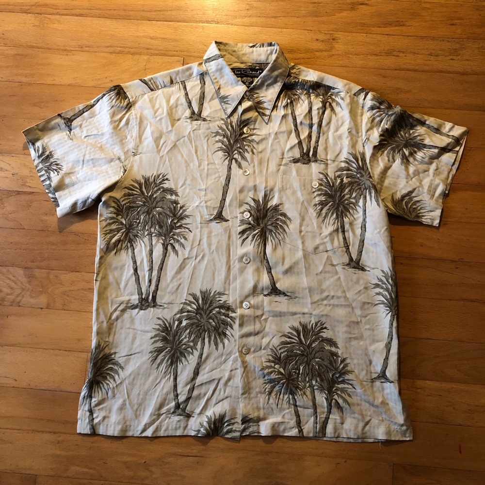 Tori Richard Beige Palm Tree Casual Shirt
